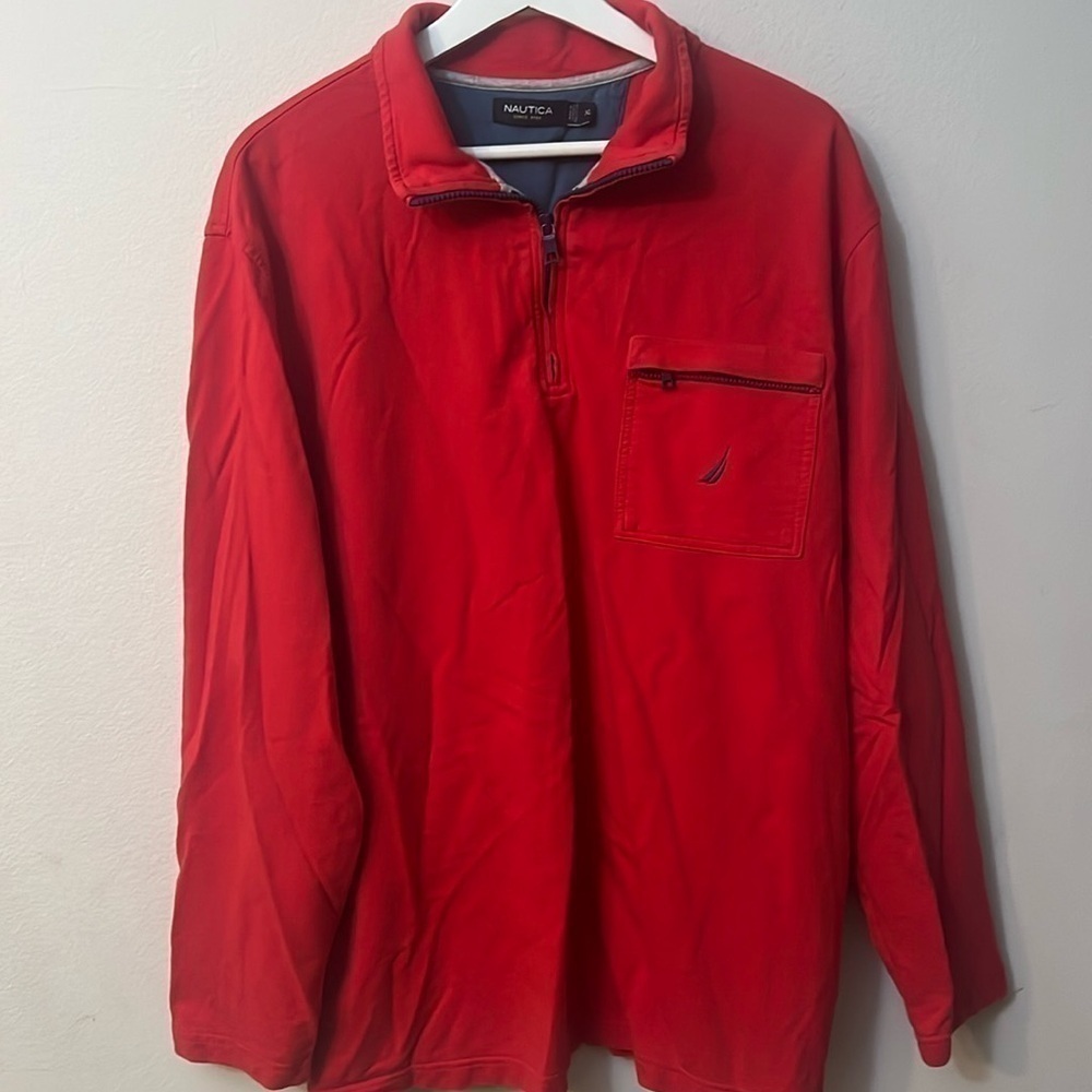 Nautica red long sleeve polo size Xl 100% cotton